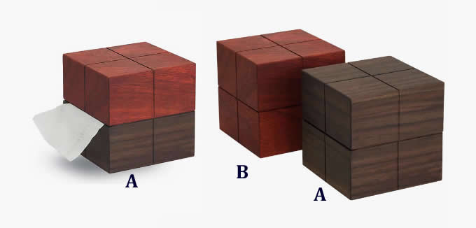 Wooden Rubik's Cube Desk Roll Paper Holder  