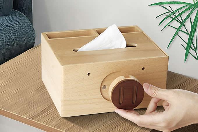  Wooden Square Pig Face Tissue Box 