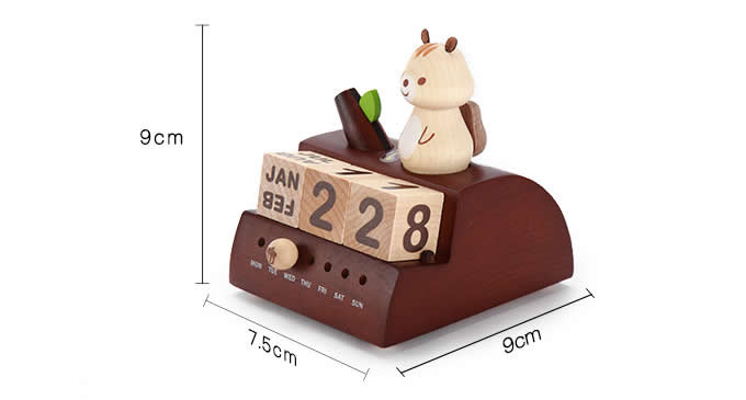  Wooden Squirrel Music Box Perpetual Calendar