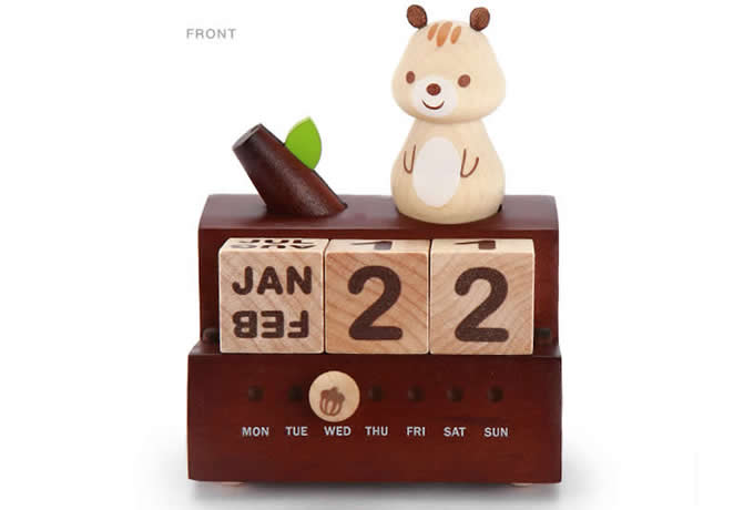  Wooden Squirrel Music Box Perpetual Calendar