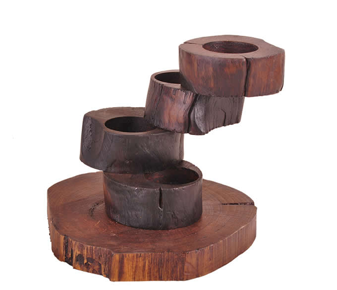    Vintage  Wooden Stairs Candle Tealight Holder 