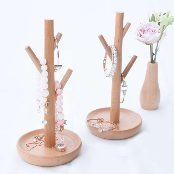 Wooden Tree Earrings Necklace Jewelry Display Stand Rack Holder  