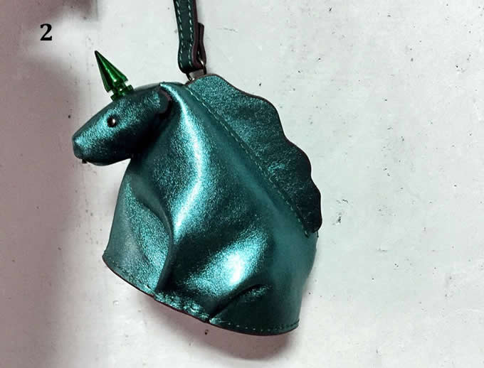  Handmade Leather Unicorn Sharks Coin Purse