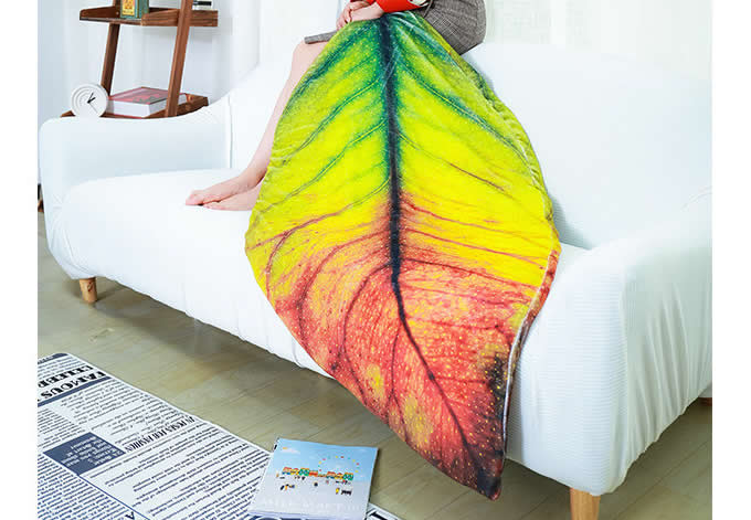 Leaf shape Soft Air Conditioning Blanket- Enchanting red leaf
