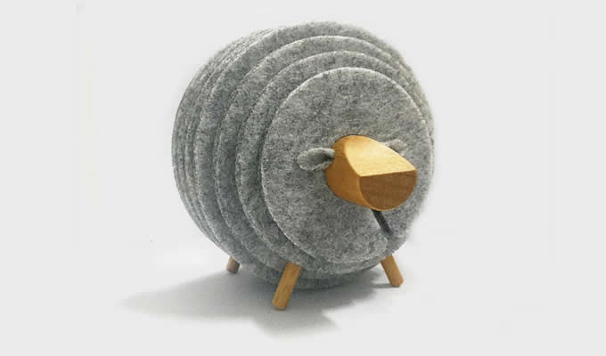 13 PCS Wool Felt Coaster Set with Wood Holder  