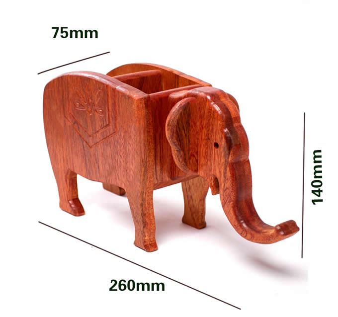  Elephant Shape Wooden Pen Cup/Pen Holder Desk Organizer   