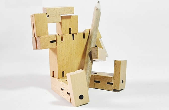  Wooden Puzzle Transformer Cube Robot Toy