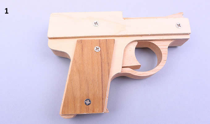 Wooden Rubber Band Gun with Extra Rubber Bands Ammo and  Targets