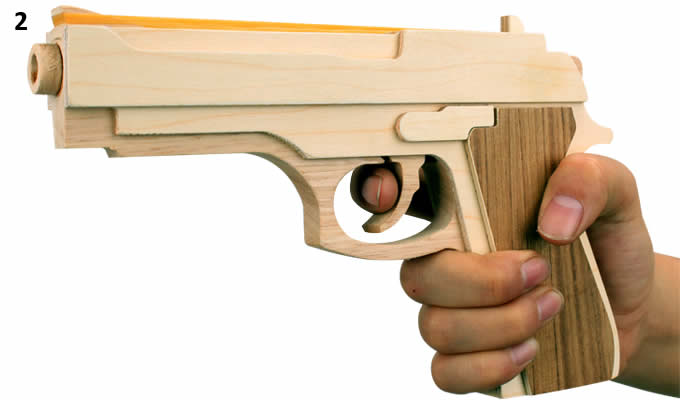 Wooden Rubber Band Gun with Extra Rubber Bands Ammo and  Targets