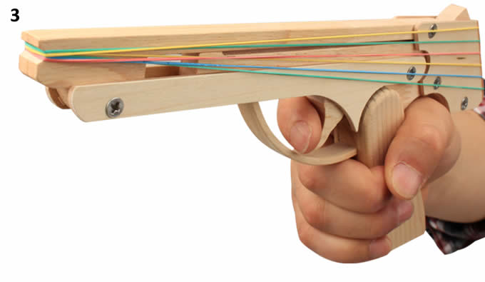 Wooden Rubber Band Gun with Extra Rubber Bands Ammo and  Targets