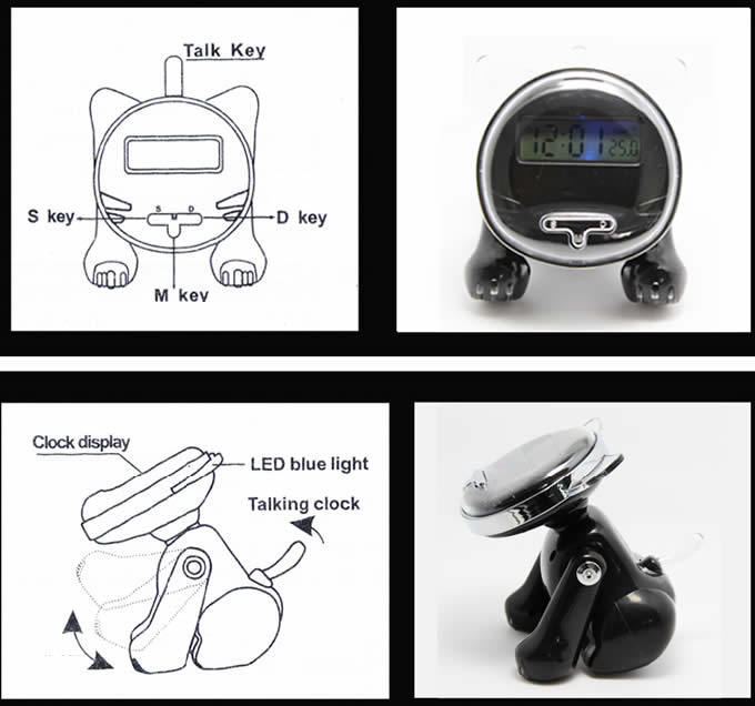  Cat Shape Lcd Alarm Clock