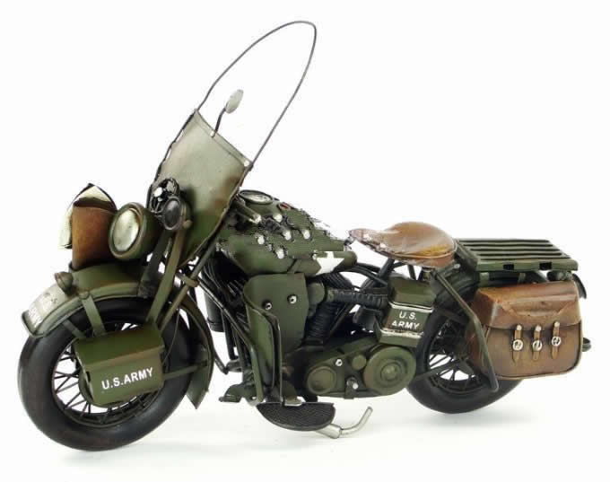  Handmade Antique Model Kit Motorcycle- 1942 Harley-Davidson 
