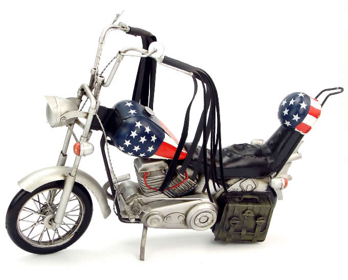 Handmade Antique Model Kit Motorcycle-1969 Harley National Flag Motorcycle