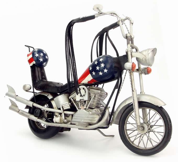 Handmade Antique Model Kit Motorcycle-1969 Harley National Flag Motorcycle