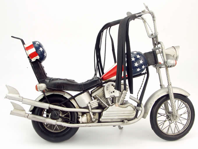 Handmade Antique Model Kit Motorcycle-1969 Harley National Flag Motorcycle