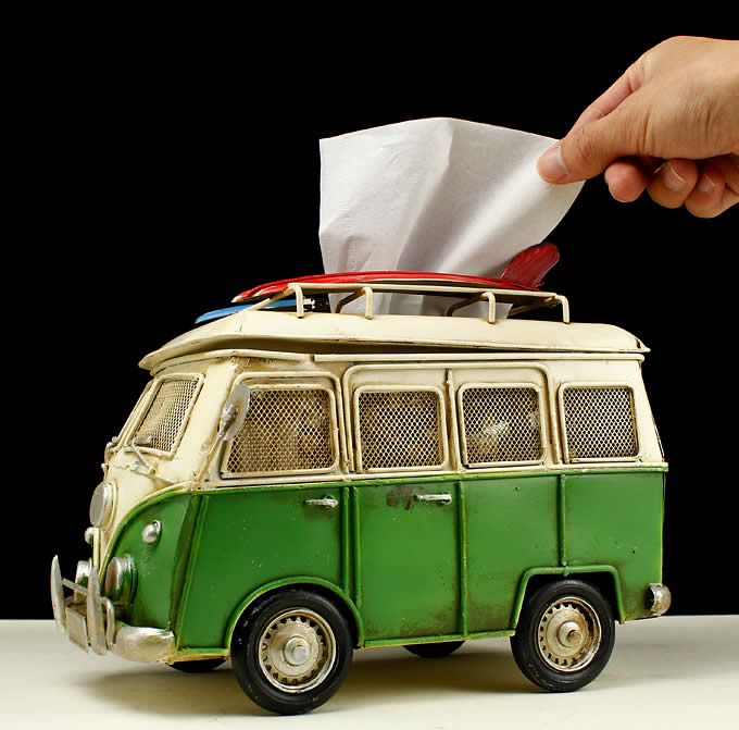  Handmade Antique Model Kit Car-Volkswagen Microbus Tissue Box
