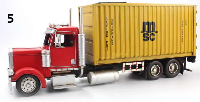   Handmade Shipping Container Tissue Box With Trailer Carrier Truck