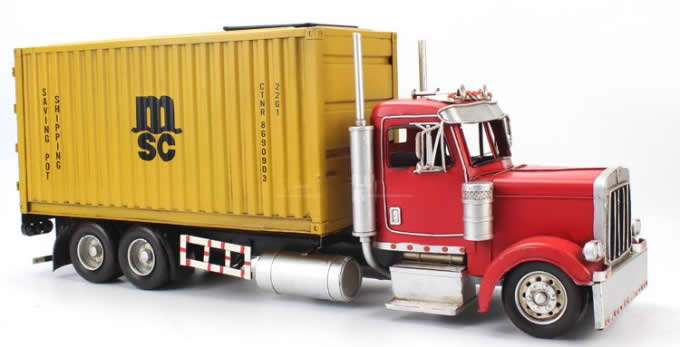   Handmade Shipping Container Tissue Box With Trailer Carrier Truck