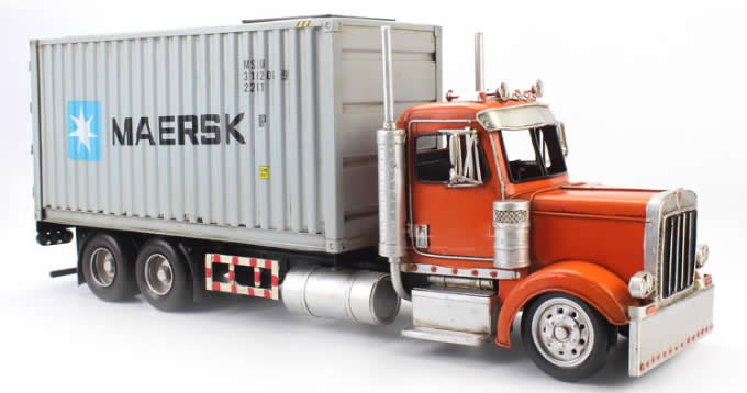   Handmade Shipping Container Tissue Box With Trailer Carrier Truck