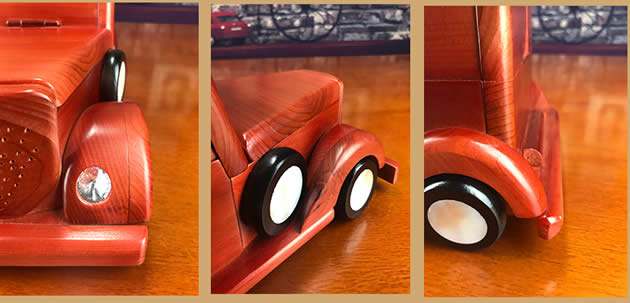 Creative classic car wooden handmade piggy bank Home decoration gift idea