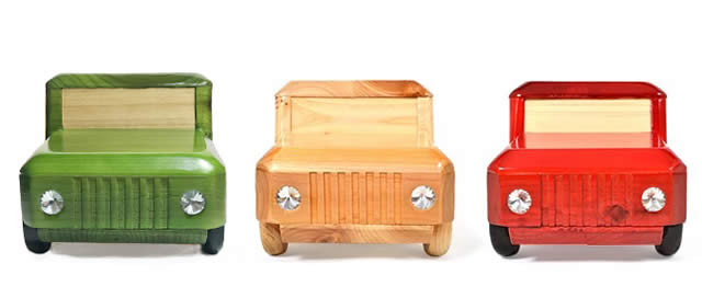 Creative suv vehicle shape handmade wooden car piggy bank coin box