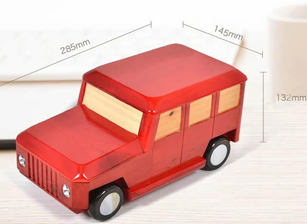 Creative suv vehicle shape handmade wooden car piggy bank coin box