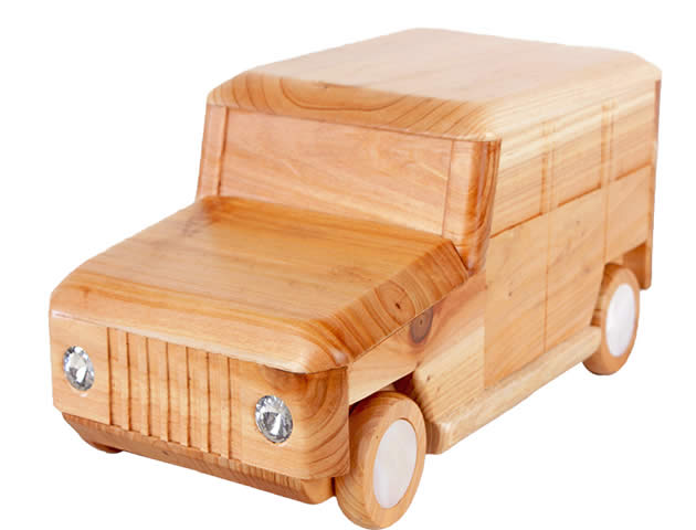 Creative suv vehicle shape handmade wooden car piggy bank coin box