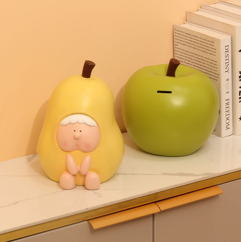 Fun Apple Pear Fruit Boy Piggy Bank