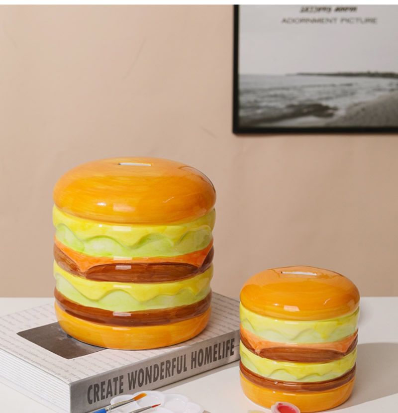 Hamburger Ceramic Piggy Bank