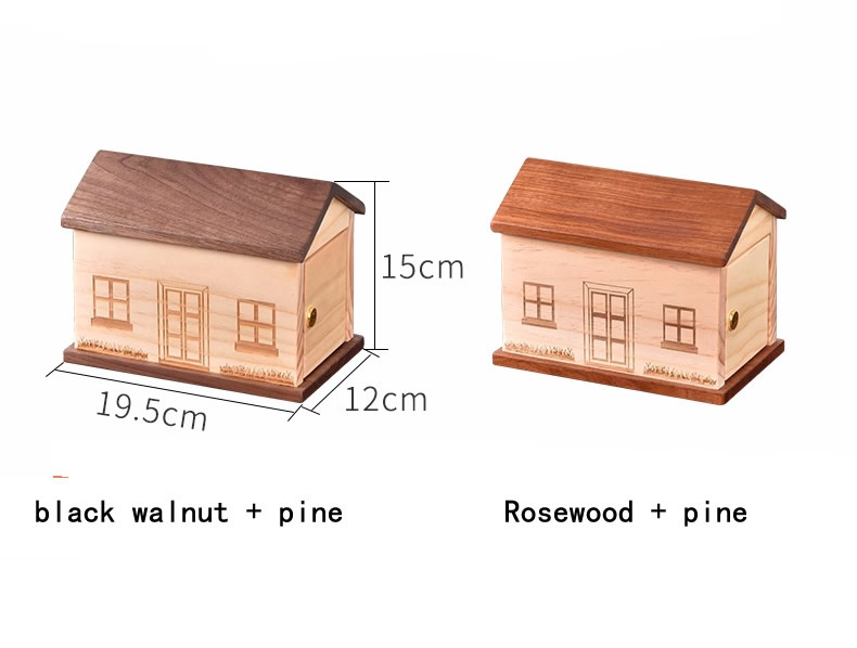 Wooden House-Shaped Piggy Bank With Lock