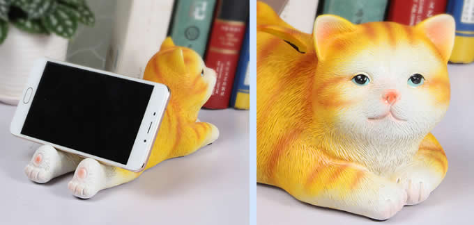 Animal Design Piggy Bank Cell Phone Stand Holder 
