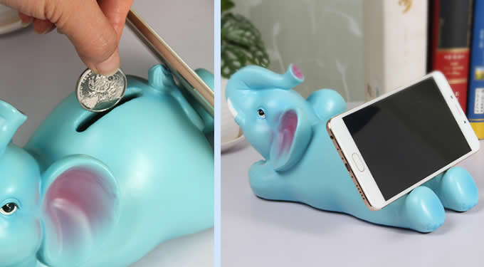 Animal Design Piggy Bank Cell Phone Stand Holder 