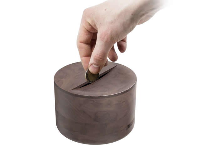 Black Walnut Wooden  Coin Bank Money Saving Box