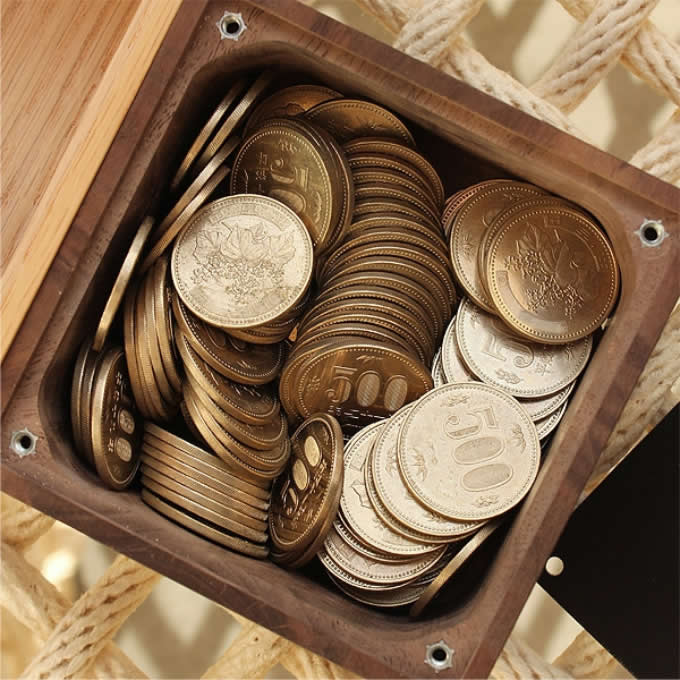 Black Walnut Wooden  Coin Bank Money Saving Box