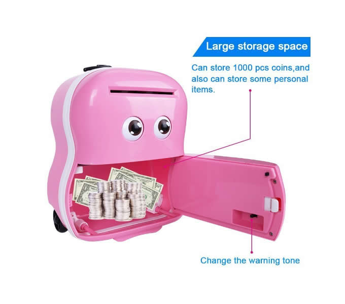 Cute Cartoon Password Piggy Bank Cash Coin Can Auto Scroll Paper Money Saving Box