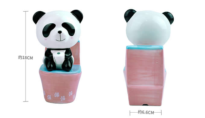 Cute Ceramic Panda Sitting On Toilet Home Ornament Piggy Bank