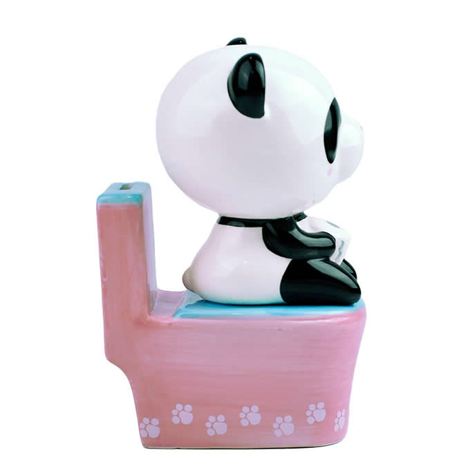 Cute Ceramic Panda Sitting On Toilet Home Ornament Piggy Bank