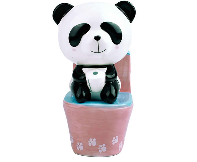 Cute Ceramic Panda Sitting On Toilet Home Ornament Piggy Bank