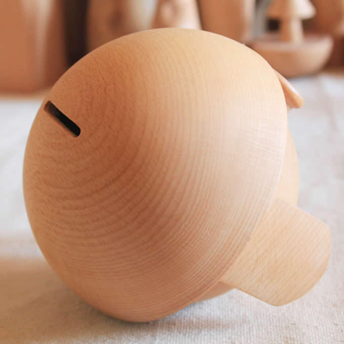 Handmade Wood Piggy Bank,Beech Wood