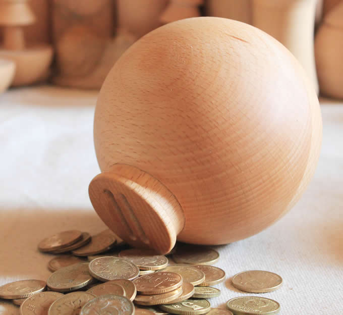 Handmade Wood Piggy Bank,Beech Wood