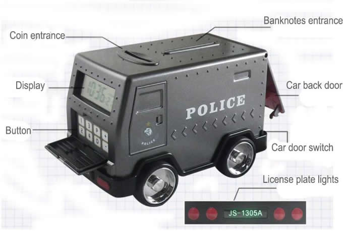 Police Car Coin Bank Piggy Bank