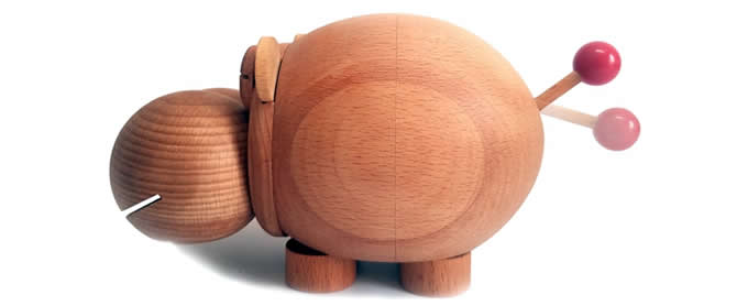 Wood Hippo Coin Bank Money Saving Box