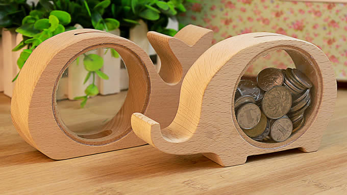 Wood Love Animal  Piggy Bank