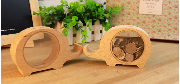 Wood Love Animal  Piggy Bank