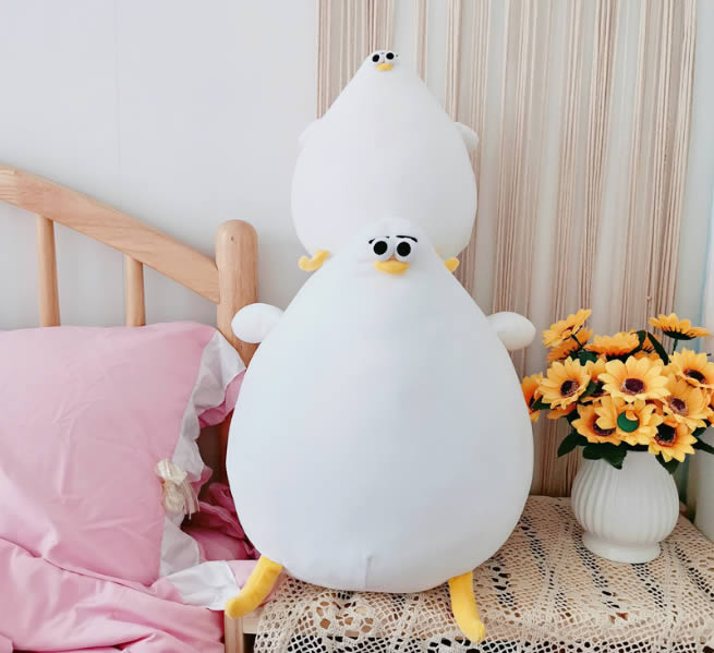 Fun White Cartoon Fat Seagull Plush Pillow Doll Toy