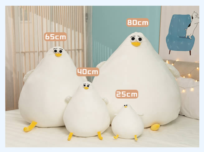 Fun White Cartoon Fat Seagull Plush Pillow Doll Toy