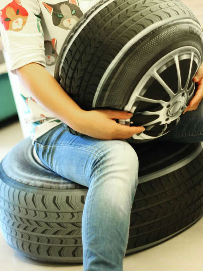  3D Tire Shaped Pillow Cushion 