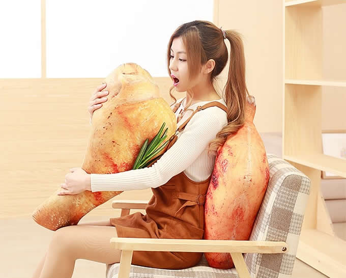 Roast Chicken Leg Duck Leg Chicken Wing  Plush Toys Funny Throw Pillow 