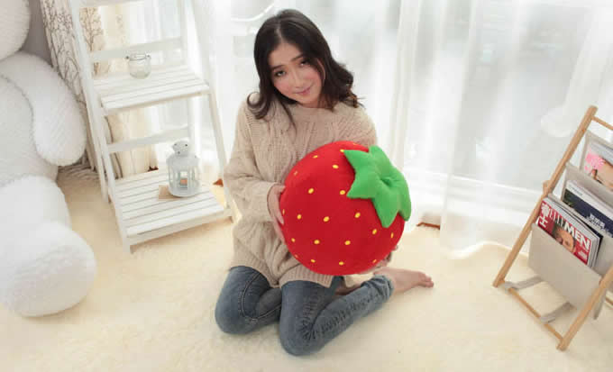    Strawberry Shaped Cushion Throw Pillow 