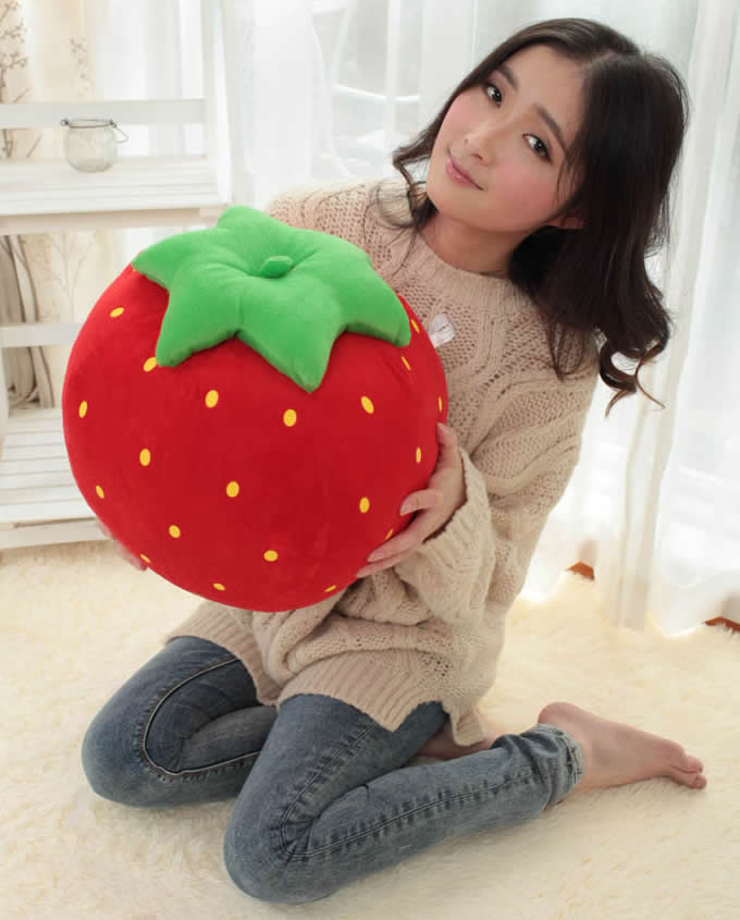    Strawberry Shaped Cushion Throw Pillow 